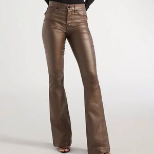 Women's faux leather Brown Jeans